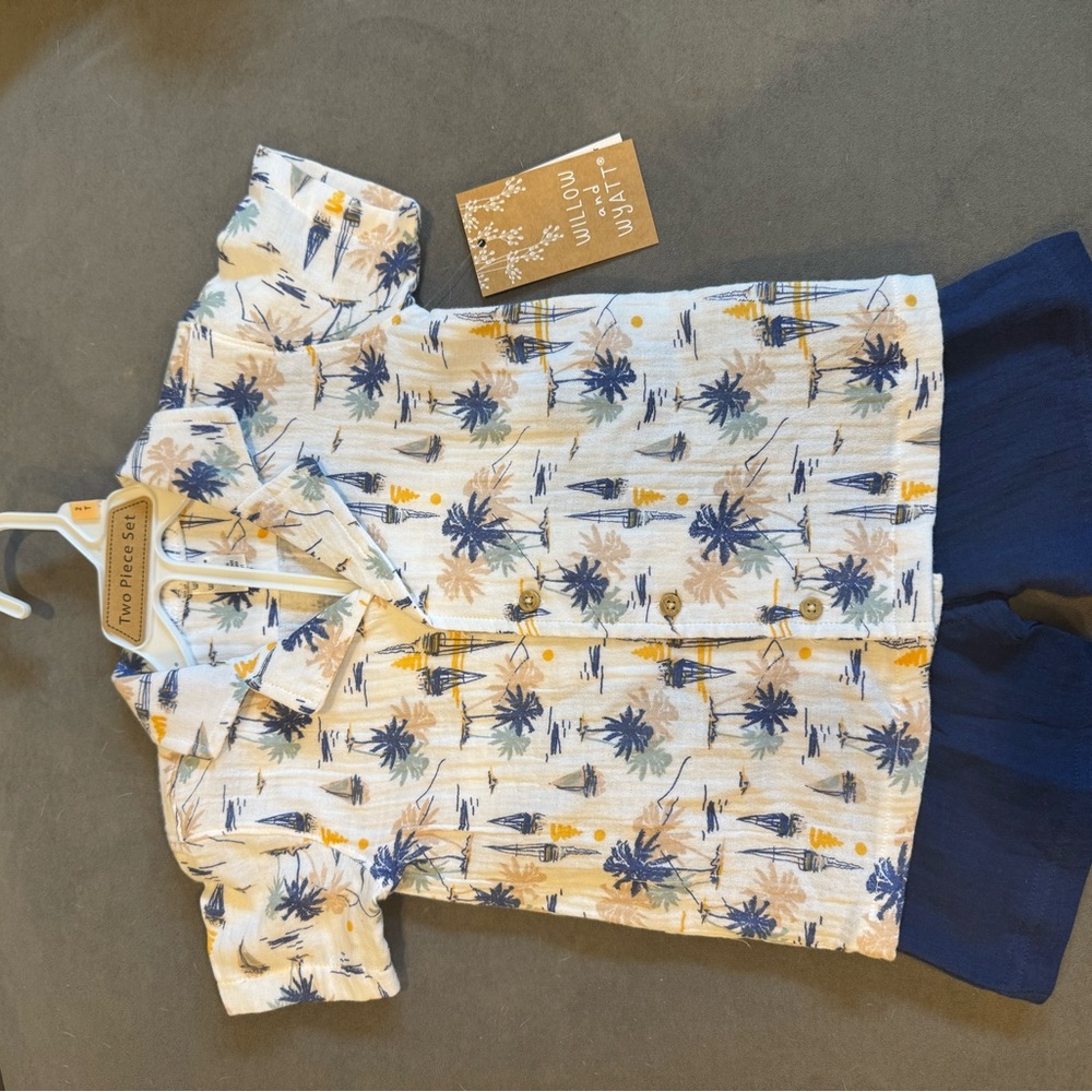 Tropical Print Shirt and Shorts Set